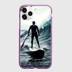 Чехол iPhone 11 Pro матовый Сапсёрфер в волне, цвет: 3D-фиолетовый