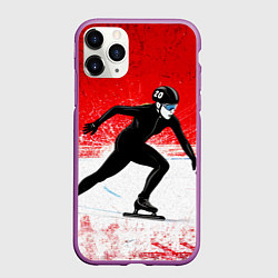 Чехол iPhone 11 Pro матовый Скоростной бег на коньках в красном, цвет: 3D-фиолетовый