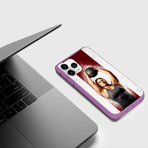 Чехол iPhone 11 Pro матовый Толкательница ядра / 3D-Фиолетовый – фото 3