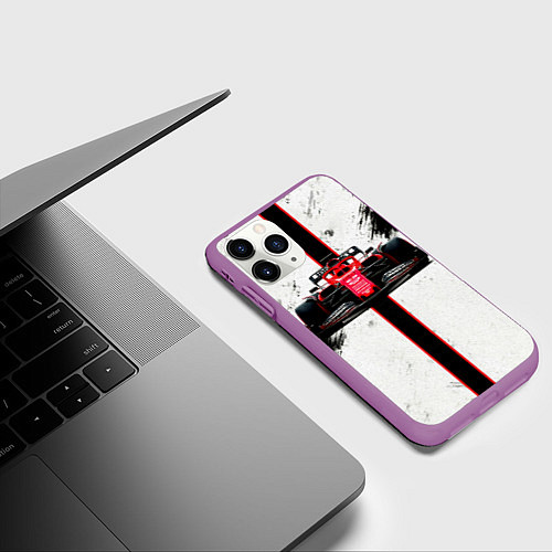 Чехол iPhone 11 Pro матовый Формула 1 на белом / 3D-Фиолетовый – фото 3