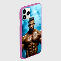 Чехол iPhone 11 Pro матовый Бодибилдер в синем дыму, цвет: 3D-фиолетовый — фото 2