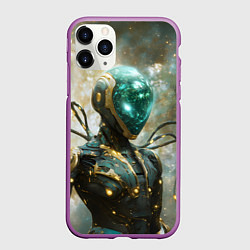 Чехол iPhone 11 Pro матовый Космический робот, цвет: 3D-фиолетовый