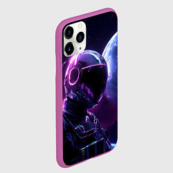 Чехол iPhone 11 Pro матовый Космонавт и фиолетовый космос, цвет: 3D-фиолетовый — фото 2