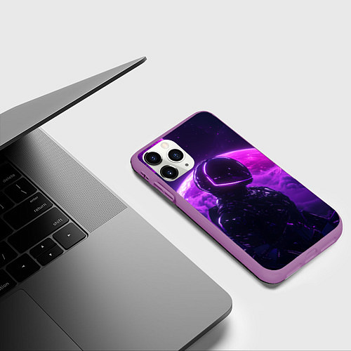 Чехол iPhone 11 Pro матовый Фиолетовый космос / 3D-Фиолетовый – фото 3