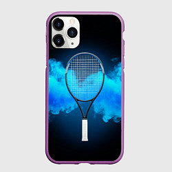 Чехол iPhone 11 Pro матовый Теннисная ракетка синий дым, цвет: 3D-фиолетовый