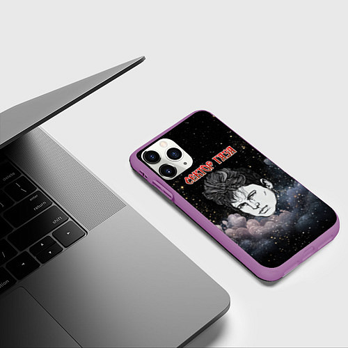 Чехол iPhone 11 Pro матовый Голова Юры Хоя Сектор газа / 3D-Фиолетовый – фото 3