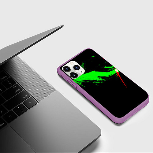 Чехол iPhone 11 Pro матовый Color black green red / 3D-Фиолетовый – фото 3