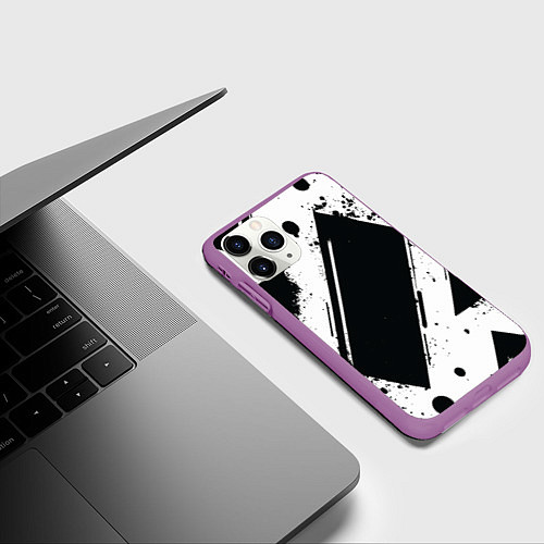 Чехол iPhone 11 Pro матовый Color black white / 3D-Фиолетовый – фото 3