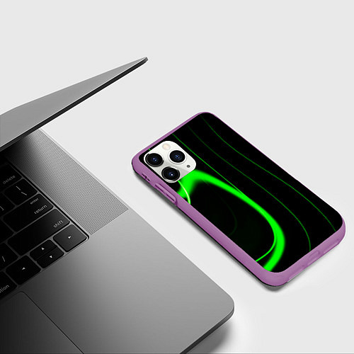 Чехол iPhone 11 Pro матовый Color green light green black / 3D-Фиолетовый – фото 3