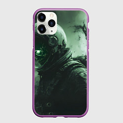Чехол iPhone 11 Pro матовый Зеленый скелет космонавта, цвет: 3D-фиолетовый