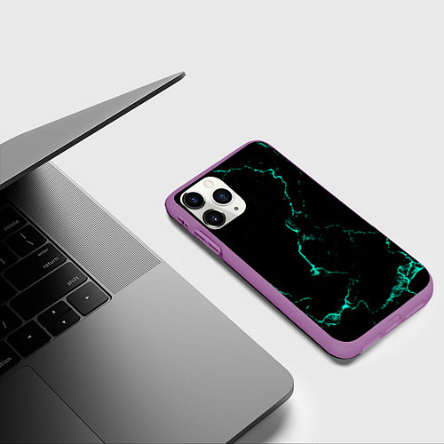 Чехол iPhone 11 Pro матовый Color black turquoise / 3D-Фиолетовый – фото 3