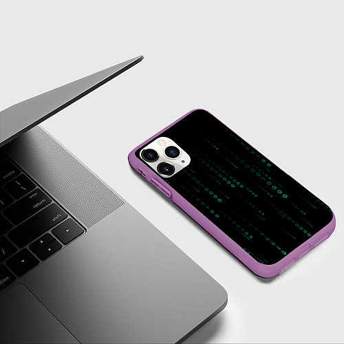 Чехол iPhone 11 Pro матовый Color black turquoise / 3D-Фиолетовый – фото 3