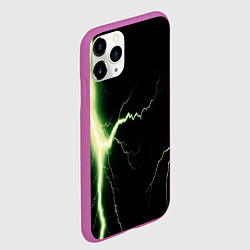 Чехол iPhone 11 Pro матовый Lightning yellow текстура, цвет: 3D-фиолетовый — фото 2