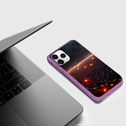 Чехол iPhone 11 Pro матовый Красные блестяшки текстура / 3D-Фиолетовый – фото 3