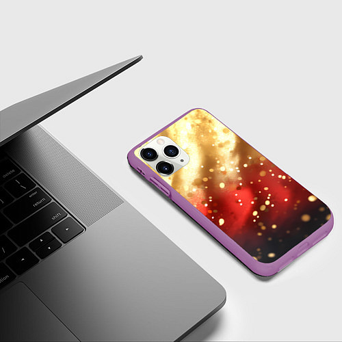 Чехол iPhone 11 Pro матовый Волнистая текстура с блестками / 3D-Фиолетовый – фото 3