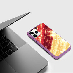 Чехол iPhone 11 Pro матовый Желто-красная текстура с блеском, цвет: 3D-фиолетовый — фото 2