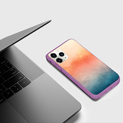 Чехол iPhone 11 Pro матовый Персиковый градиент текстура, цвет: 3D-фиолетовый — фото 2