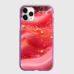 Чехол iPhone 11 Pro матовый Розовая волнистая блестящая текстура, цвет: 3D-фиолетовый