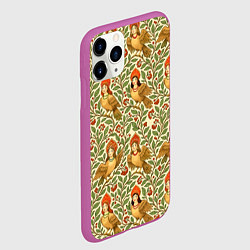 Чехол iPhone 11 Pro матовый Птицы сирин на ветках, цвет: 3D-фиолетовый — фото 2