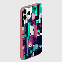 Чехол iPhone 11 Pro матовый Абстракция бирюзовый с розовым геометричный, цвет: 3D-малиновый — фото 2