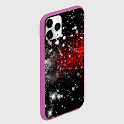 Чехол iPhone 11 Pro матовый Бело-красные блестяшки на черном, цвет: 3D-фиолетовый — фото 2
