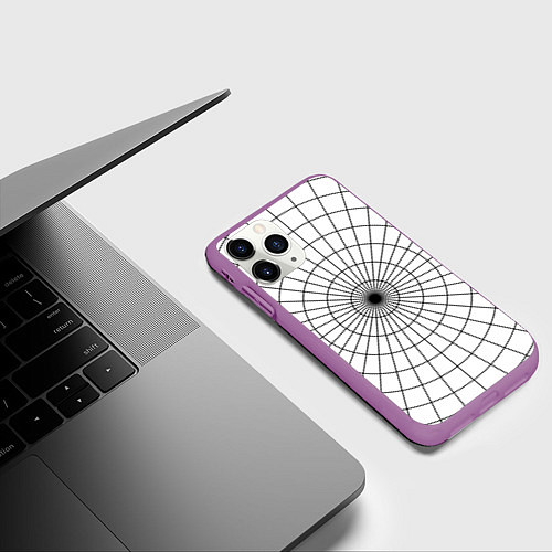Чехол iPhone 11 Pro матовый Паутина полос / 3D-Фиолетовый – фото 3