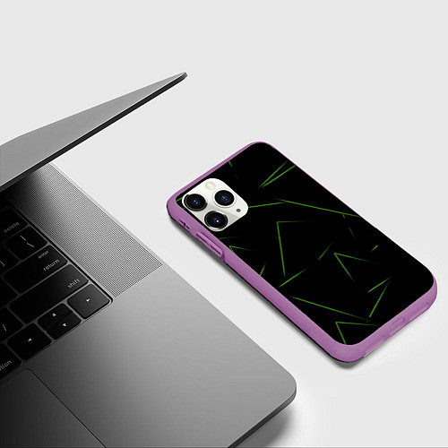 Чехол iPhone 11 Pro матовый Color green line / 3D-Фиолетовый – фото 3