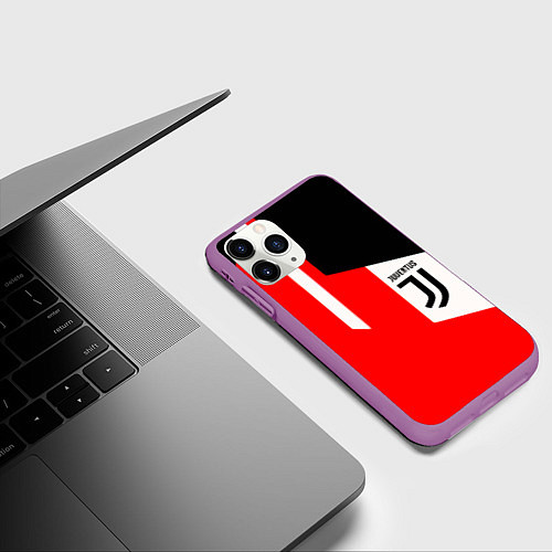 Чехол iPhone 11 Pro матовый Juventus sport geometry / 3D-Фиолетовый – фото 3
