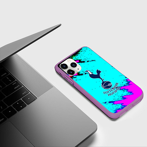 Чехол iPhone 11 Pro матовый Тоттенхэм неоновые краски / 3D-Фиолетовый – фото 3