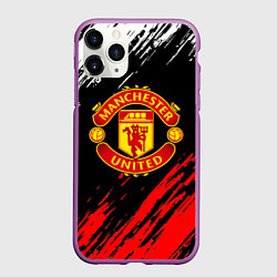 Чехол iPhone 11 Pro матовый Манчестер юнайтед краски текстура, цвет: 3D-фиолетовый