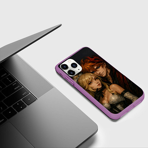 Чехол iPhone 11 Pro матовый Люмин и Тарталья реализм любовь / 3D-Фиолетовый – фото 3