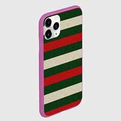 Чехол iPhone 11 Pro матовый Цветные лини текстура ткани, цвет: 3D-фиолетовый — фото 2