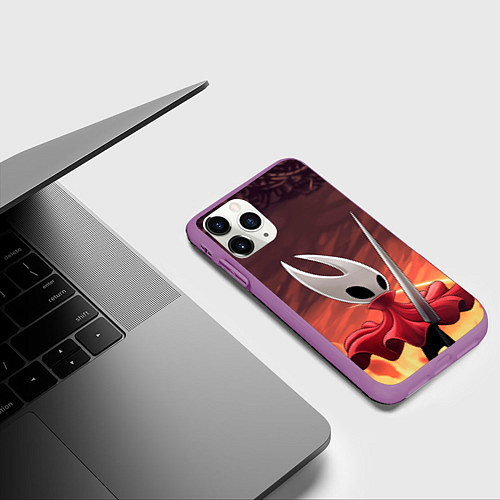 Чехол iPhone 11 Pro матовый Полый рыцарь Hollow knight silksong / 3D-Фиолетовый – фото 3