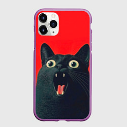 Чехол iPhone 11 Pro матовый Котик в шоке, цвет: 3D-фиолетовый