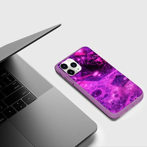 Чехол iPhone 11 Pro матовый Neon broken glass / 3D-Фиолетовый – фото 3