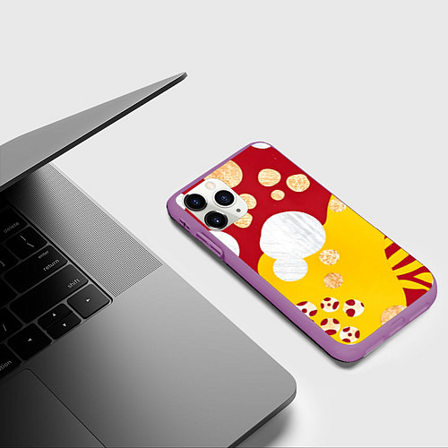 Чехол iPhone 11 Pro матовый Анималистичный паттерн / 3D-Фиолетовый – фото 3
