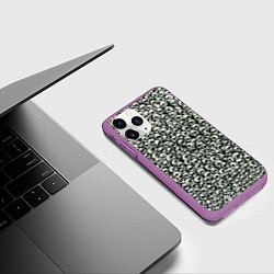 Чехол iPhone 11 Pro матовый Черепки паттерн, цвет: 3D-фиолетовый — фото 2