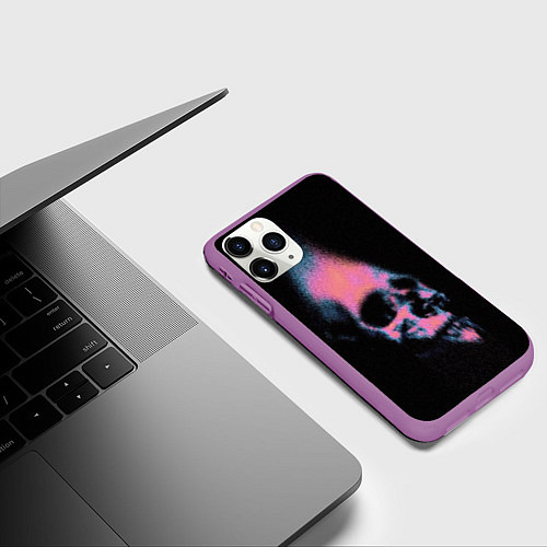 Чехол iPhone 11 Pro матовый Череп аэрозоль / 3D-Фиолетовый – фото 3