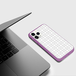 Чехол iPhone 11 Pro матовый Белые пазлы паттерн, цвет: 3D-фиолетовый — фото 2
