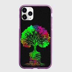 Чехол iPhone 11 Pro матовый Книжное древо, цвет: 3D-фиолетовый