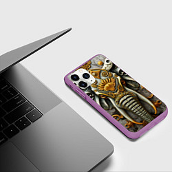 Чехол iPhone 11 Pro матовый Объемный слон, цвет: 3D-фиолетовый — фото 2