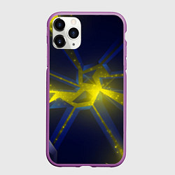 Чехол iPhone 11 Pro матовый Разлом космических неоновых плит, цвет: 3D-фиолетовый