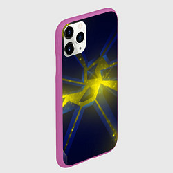 Чехол iPhone 11 Pro матовый Разлом космических неоновых плит, цвет: 3D-фиолетовый — фото 2