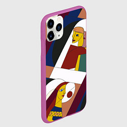 Чехол iPhone 11 Pro матовый Стиль пикассо рисунок, цвет: 3D-фиолетовый — фото 2