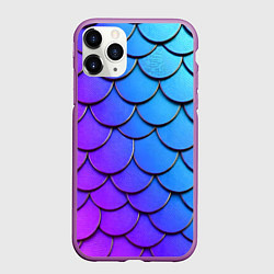 Чехол iPhone 11 Pro матовый Градиент на чешуе, цвет: 3D-фиолетовый