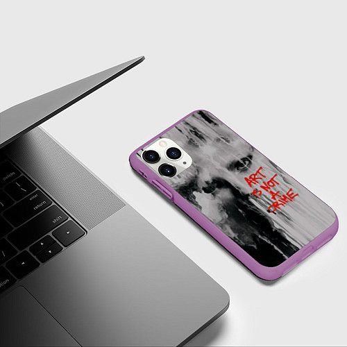 Чехол iPhone 11 Pro матовый Исскуство не преступление / 3D-Фиолетовый – фото 3