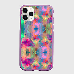 Чехол iPhone 11 Pro матовый Яркие абстрактные разводы акварели, цвет: 3D-фиолетовый