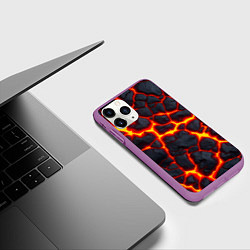 Чехол iPhone 11 Pro матовый Реки лавы, цвет: 3D-фиолетовый — фото 2