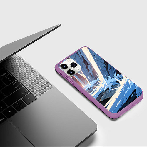 Чехол iPhone 11 Pro матовый Энергия льда / 3D-Фиолетовый – фото 3
