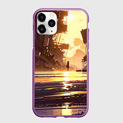 Чехол iPhone 11 Pro матовый Аниме под солнцем, цвет: 3D-фиолетовый